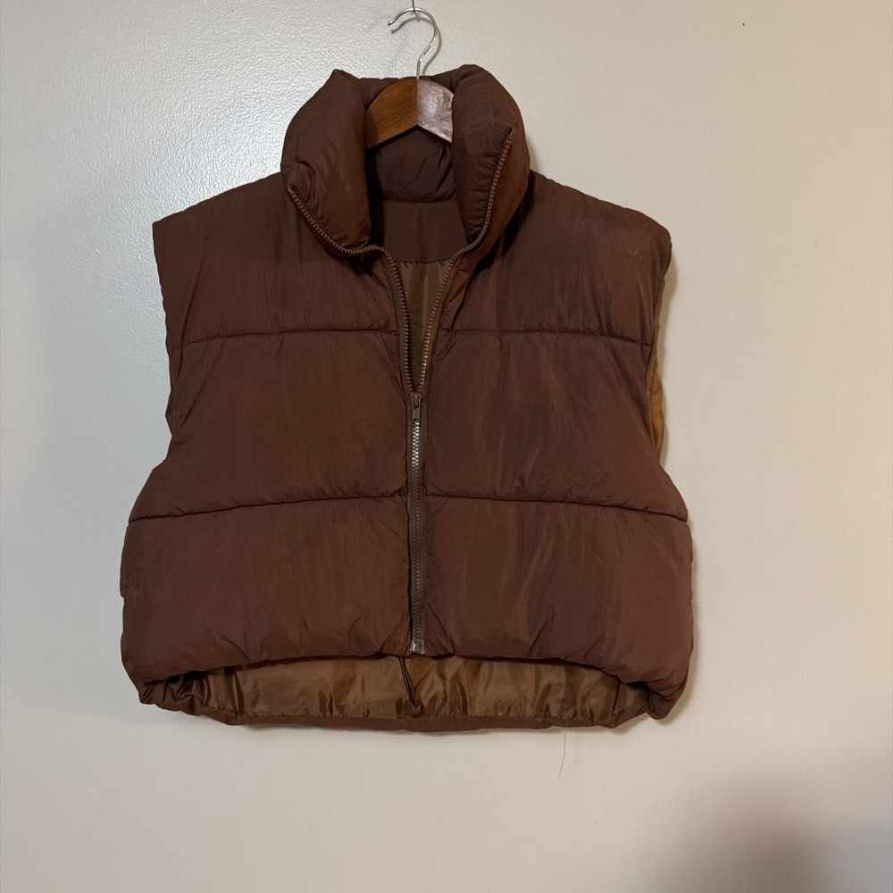 Brown Puffer Vest‎ Cropped XXL
